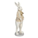 Clayre & Eef Statuetta Coniglio 17x15x53 cm Bianco Color oro Poliresina