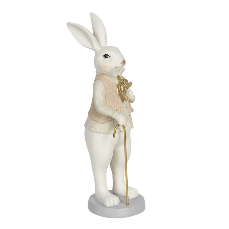 Clayre & Eef Figurine Rabbit 12x9x31 cm White Polyresin
