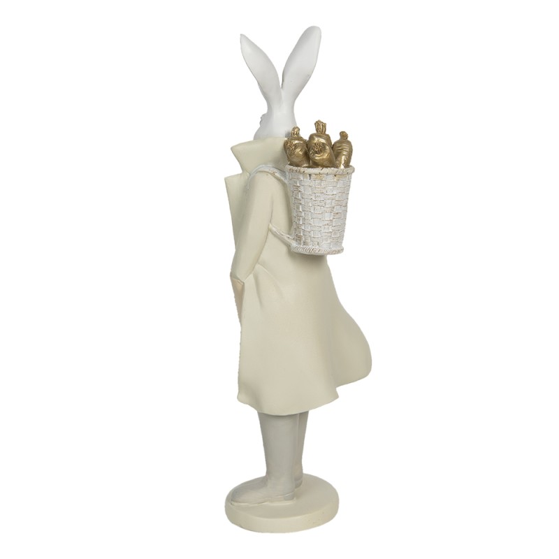 Clayre & Eef Figur Kaninchen 11x10x37 cm Weiß Gelb Polyresin