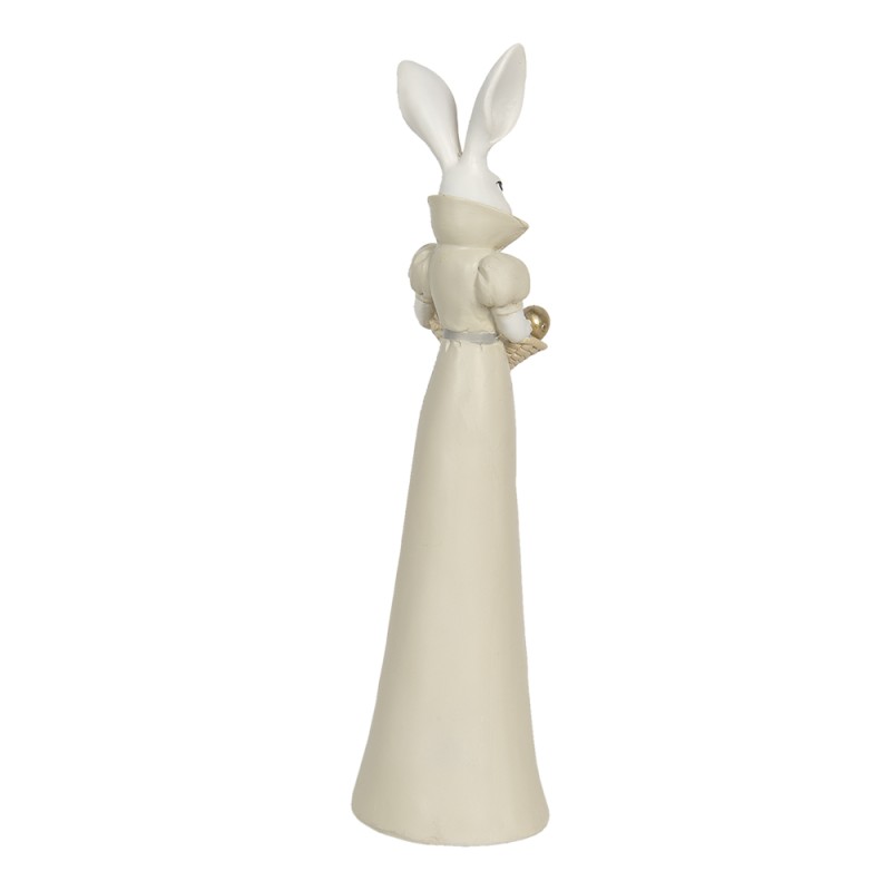 Clayre & Eef Figurine Rabbit 11x10x37 cm White Yellow Polyresin