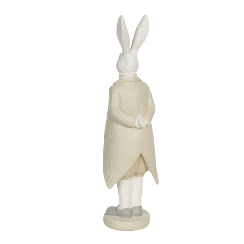 Clayre & Eef Statuetta Coniglio 9x9x30 cm Bianco Beige Poliresina