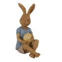 Clayre & Eef Figur Kaninchen 10x6x12 cm Braun Blau Polyresin