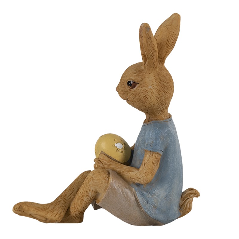 Clayre & Eef Figurine Rabbit 10x6x12 cm Brown Blue Polyresin