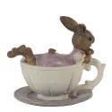 Clayre & Eef Figurine Rabbit 10x8x9 cm White Pink Polyresin