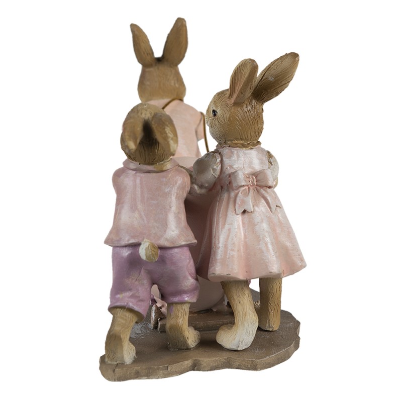 Clayre & Eef Figur Kaninchen 17x8x11 cm Rosa Beige Polyresin