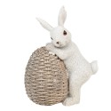 Clayre & Eef Figur Kaninchen 8x5x11 cm Weiß Braun Polyresin