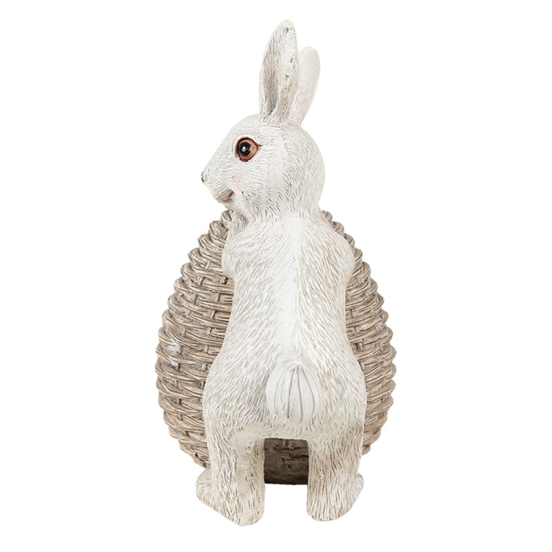Clayre & Eef Figurine Rabbit 8x5x11 cm White Brown Polyresin