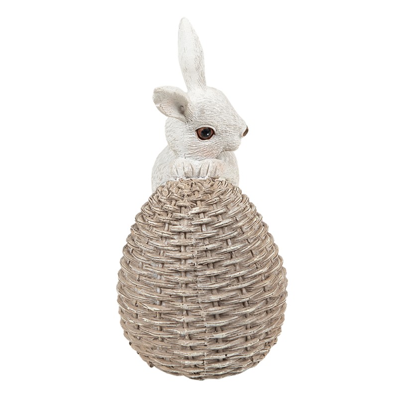 Clayre & Eef Figurine Rabbit 8x5x11 cm White Brown Polyresin