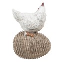 Clayre & Eef Figurine Chicken 8x6x12 cm White Brown Polyresin