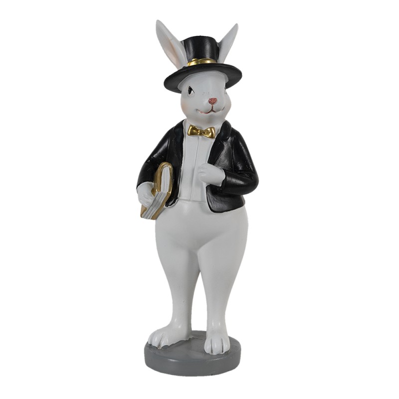 Clayre & Eef Figurine Rabbit 7x7x20 cm Black White Polyresin