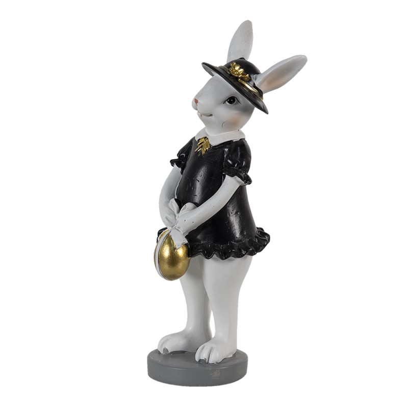Clayre & Eef Figur Kaninchen 7x7x20 cm Schwarz Weiß Polyresin
