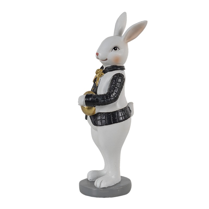 Clayre & Eef Figurine Rabbit 5x5x15 cm Black White Polyresin