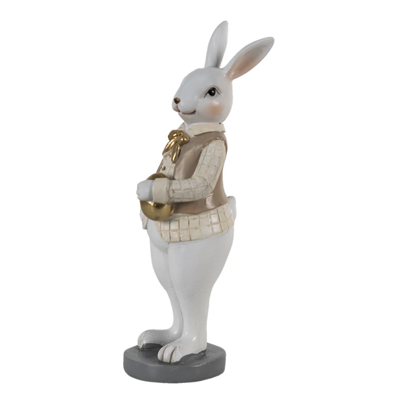 Clayre & Eef Figurine Rabbit 5x5x15 cm Beige White Polyresin