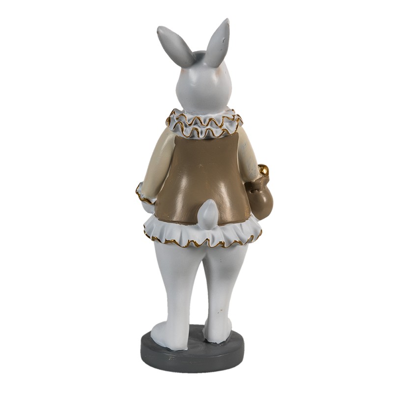 Clayre & Eef Figur Kaninchen 10x8x25 cm Beige Weiß Polyresin