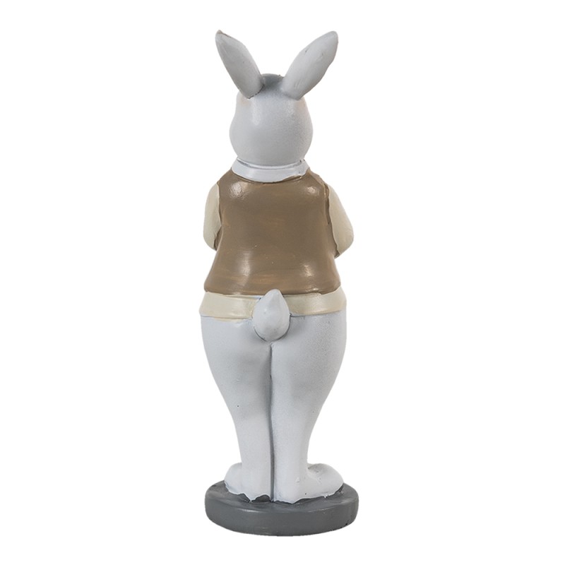 Clayre & Eef Figur Kaninchen 5x5x15 cm Beige Weiß Polyresin