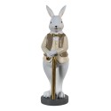 Clayre & Eef Statuetta Coniglio 10x8x25 cm Beige Bianco Poliresina