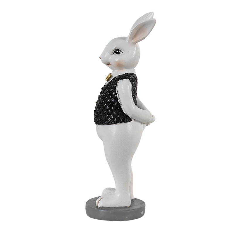 Clayre & Eef Figur Kaninchen 5x5x15 cm Schwarz Weiß Polyresin