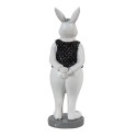 Clayre & Eef Statuetta Coniglio 5x5x15 cm Nero Bianco  Poliresina