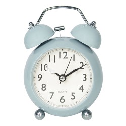 Clayre & Eef Alarm Clock  9*5*12 cm Blue Metal Glass
