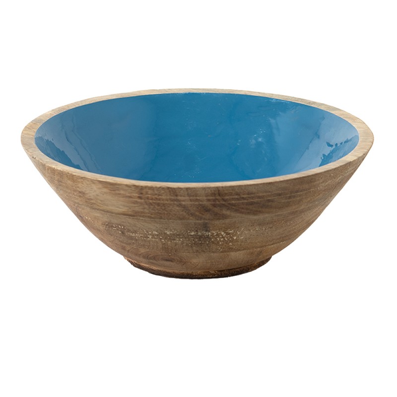 Clayre & Eef Decorative Bowl Ø 25x10 cm Blue Brown Wood