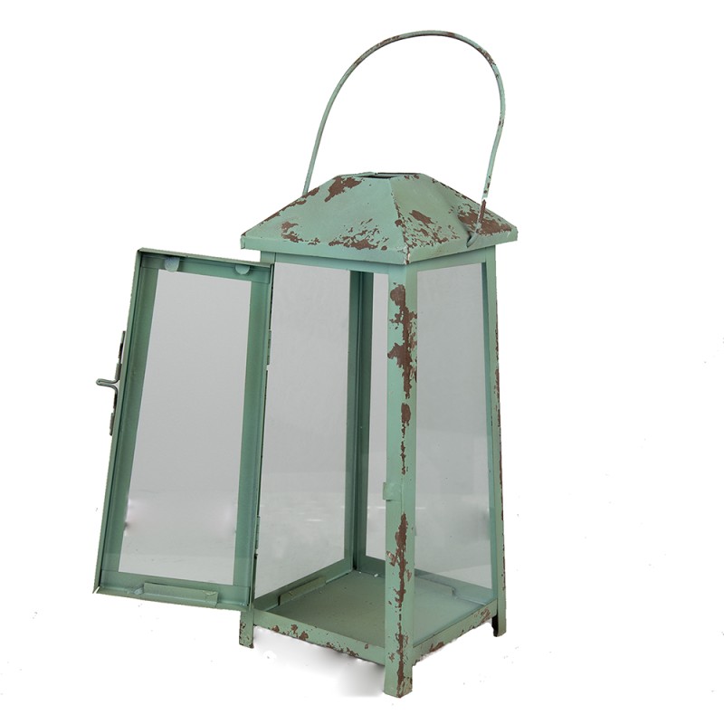 Clayre & Eef Lantern 16x15x47 cm Green Brown Metal Glass
