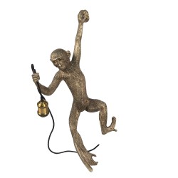 Clayre & Eef Wall Lamp Monkey 6LMP735 27*30*66 cm Golden color Plastic