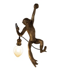 Clayre & Eef Wall Lamp Monkey 6LMP735 27*30*66 cm Golden color Plastic