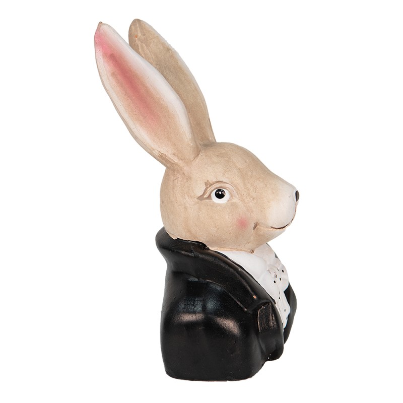 Clayre & Eef Figurine Rabbit 11x9x19 cm Black Stone