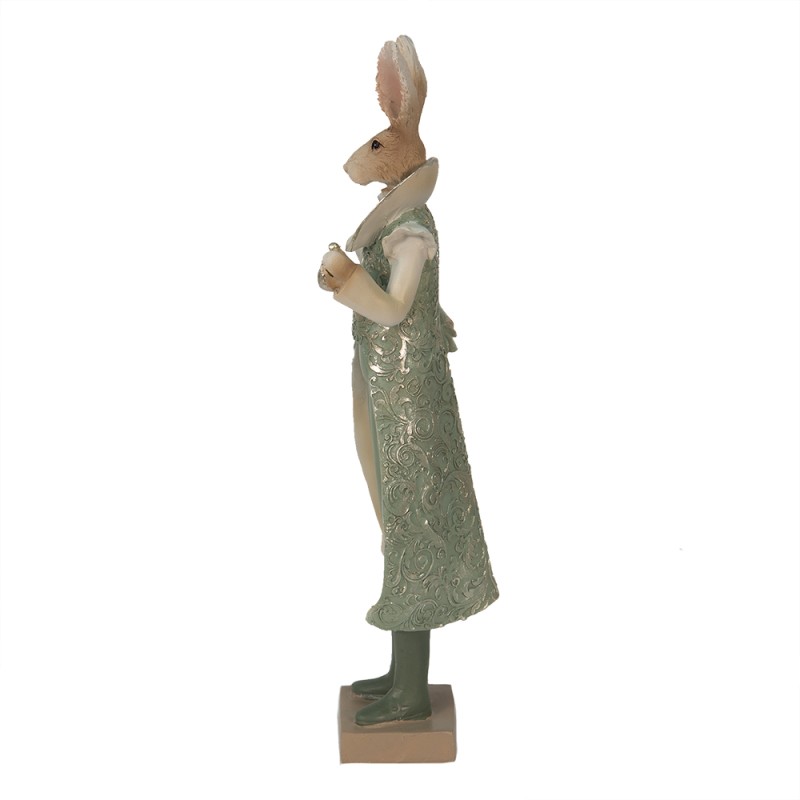 Clayre & Eef Figurine Rabbit 11x8x33 cm Green Polyresin