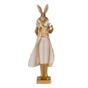 Clayre & Eef Figurine Rabbit 11x8x33 cm Gold colored White Polyresin