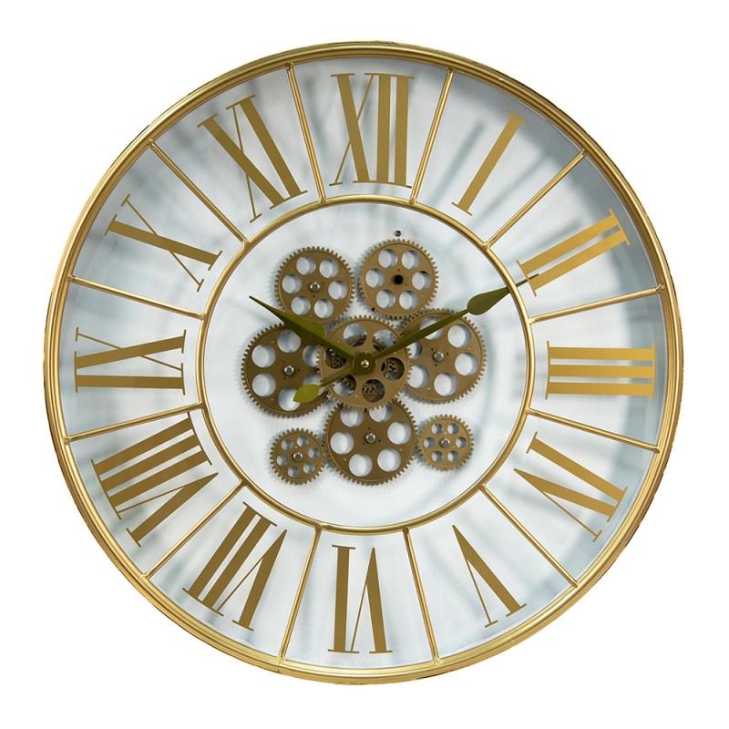 Clayre & Eef Wall Clock Ø 60 cm Gold colored MDF Iron Round