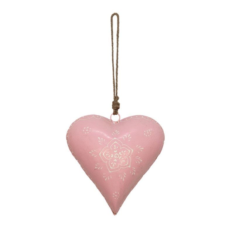 Clayre & Eef Pendant Heart 20x6x20 cm Pink Iron