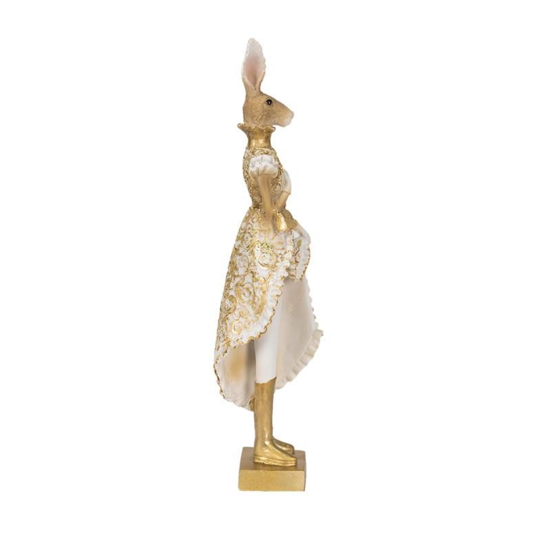 Clayre & Eef Figur Kaninchen 11x8x33 cm Goldfarbig Polyresin