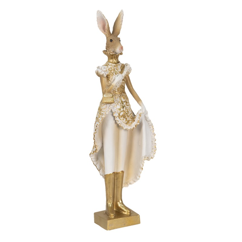 Clayre & Eef Figurine Rabbit 11x8x33 cm Gold colored Polyresin