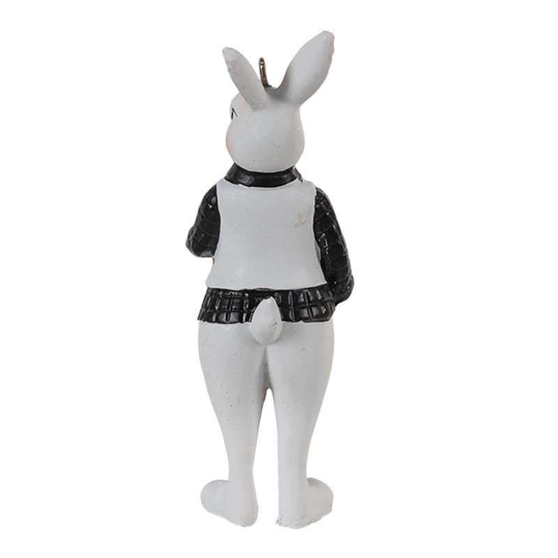 Clayre & Eef Figur Kaninchen 4x4x10 cm Schwarz Weiß Kunststoff