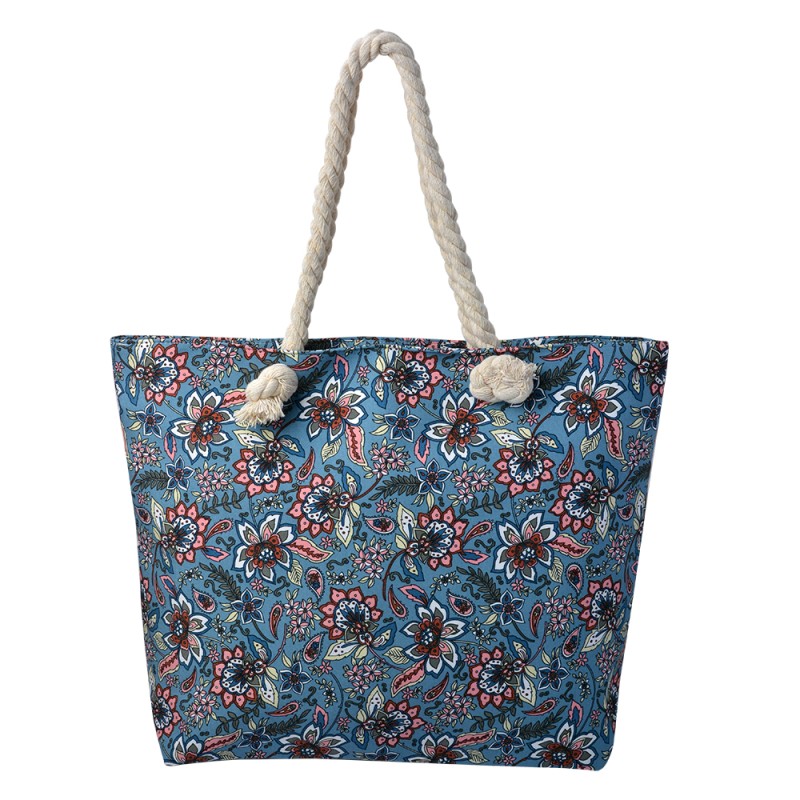 Juleeze Beach Bag 43x33 cm Blue Polyester Flowers