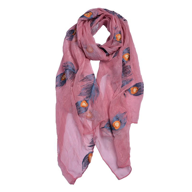 Juleeze Printed Scarf 70x180 cm Pink Synthetic Feathers