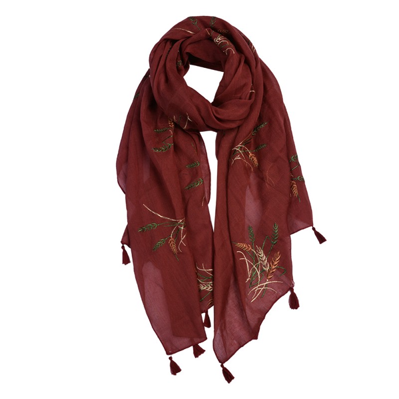 Juleeze Printed Scarf 70x180 cm Red Synthetic Branches