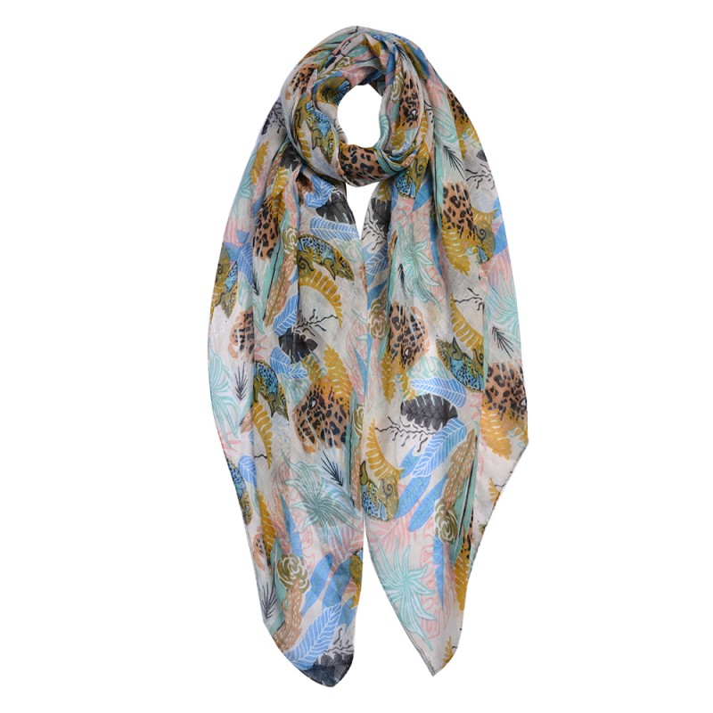 Juleeze Printed Scarf 90x180 cm Green Synthetic Flowers