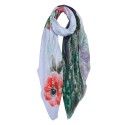 Juleeze Printed Scarf 90x180 cm White Synthetic Flowers
