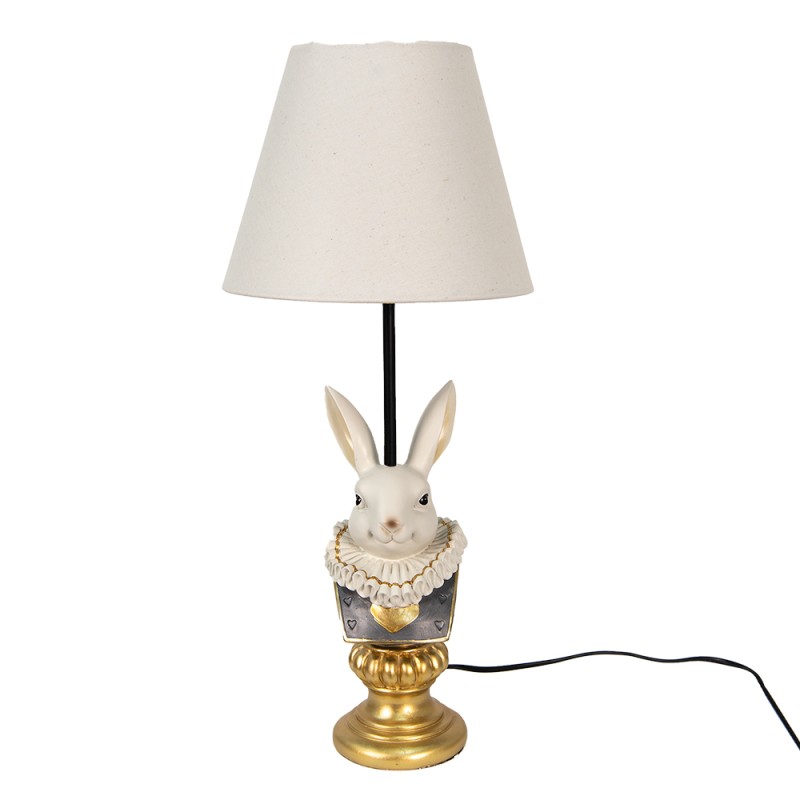 Clayre & Eef Table Lamp Rabbit Ø 23x53 cm  Beige Plastic