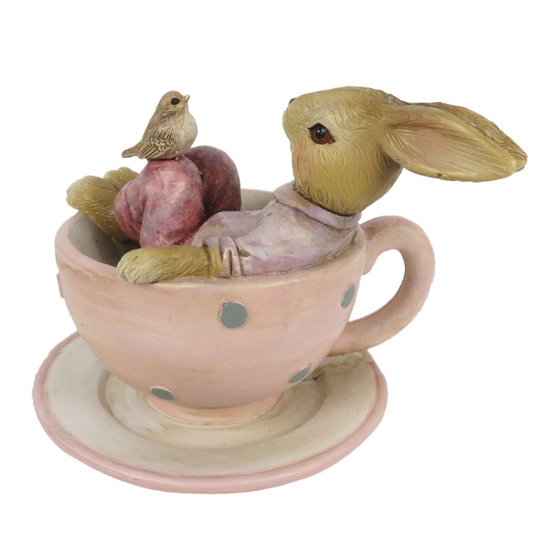 Clayre & Eef Figur Kaninchen 10x8x8 cm Braun Rosa Polyresin