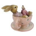 Clayre & Eef Figurine Rabbit 10x8x8 cm Brown Pink Polyresin