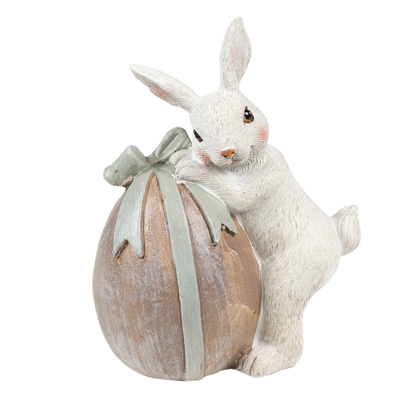 Clayre & Eef Figurine Rabbit 8x5x11 cm Beige Grey Polyresin