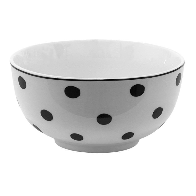 Clayre & Eef Soup Bowl 500 ml White Black Porcelain Dots