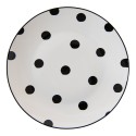 Clayre & Eef Piatto per la colazione Ø 20 cm Bianco Nero Porcellana Rotondo Punti