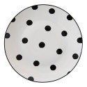 Clayre & Eef Assiette de petit déjeuner Ø 20 cm Blanc Noir Porcelaine Rond Points