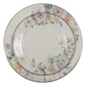 Clayre & Eef Dinner Plate Ø 26 cm Beige Pink Porcelain Flowers