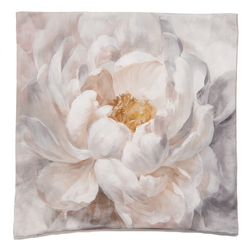 Clayre & Eef Cushion Cover 45x45 cm White Yellow Polyester Flowers