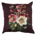 Clayre & Eef Cushion Cover 45x45 cm Brown Red Polyester Square Flowers